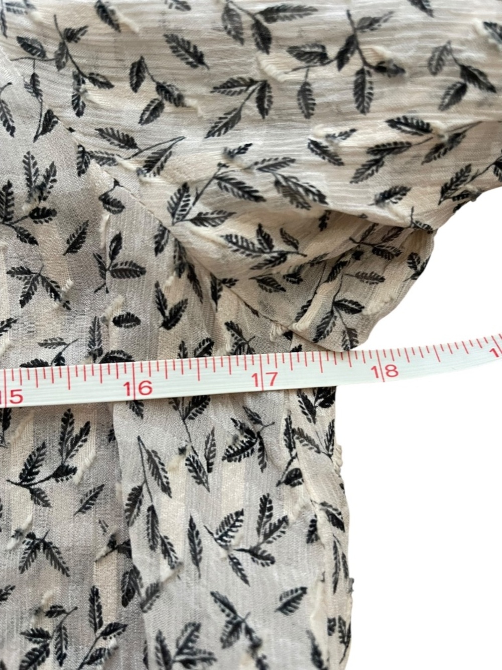 Rebecca Taylor Silk Leaf Print Long Sleeves Size 2 cotton trim - Picture 3 of 8